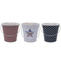 Patio Essentials Patriotic Metal Bucket Candle, 21092US, Assorted, 18 OZ