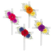 Gerson 24 IN White Wood Cross with Gems, Assorted Colors, CP0350