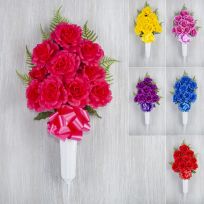 Gerson 25 IN Open Rose Memorial Vase, Assorted Colors, CVP0030