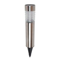 Moonrays Solar Metal and Glass Ribbed Bollard Light, 25103MR