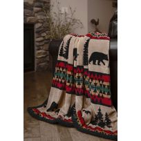 Carstens Sherpa Throw Blanket, Bear Trail, JP868, 54 IN x 68 IN