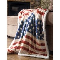 Carstens Plush Sherpa Throw Blanket, Wrangler Stars and Stripes, JW198, 54 IN x 68 IN