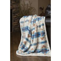 Carstens Plush Sherpa Throw Blanket, Wrangler Stack Rock Southwest, JW261, 54 IN x 68 IN
