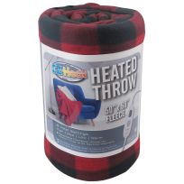 Ez-Heat® Heated Fleece Throw Blanket, 01774, Red / Black, 50 IN x 60 IN