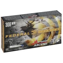 FEDERAL® 308 WIN 175 GR Terminal Ascent Centerfire Rifle Cartridges, 20-Rounds, P308TA1