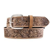 Hickory Creek 1 1/2" Floral Embossed Full Grain Bridal Leather Belt