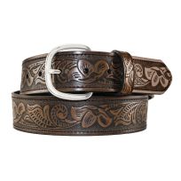 Hickory Creek 1 1/2" Crazy Horse Bonded Leather Belt with Floral Design