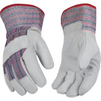 Kinco Economy Suede Cowhide Palm Glove with Safety Cuff, 2-Pair, 1498-2PK-L, Gray Striped, Large