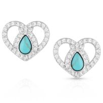 Montana Silversmiths Angel Heart Crystal Turquoise Post Earrings, ER5368