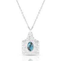 Montana Silversmiths Chiseled Cow Tag Turquoise Necklace, NC5398