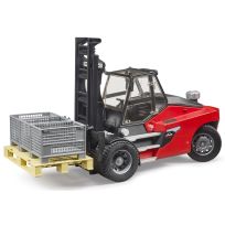 Bruder Toys Linde HTI60 Fork Lift with Pallet and 3 Cargo Cages, 02513