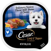 Cesar® Loaf & Topper Canine Cuisine, Rotisserie Chicken with Bacon & Cheese, 474-232-15, 3.5 OZ Pouch