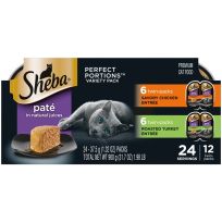 Sheba® PERFECT PORTIONS™ Primium Pate Cat Food Variety Pack, Chicken & Turkey, 12-Pack, 474-362-15, 1.3 OZ Pouch