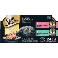Sheba® PERFECT PORTIONS™ Primium Cuts Cat Food Variety Pack, Seafood, 12-Pack, 474-500-15, 1.3 OZ Pouch