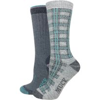 MUCK Merino Wool Blend Boot Sock, 2-Pack, 72986, Teal / Grey, Medium