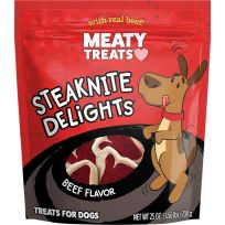 MEATY TREATS® Steaknite Delights Dog Treat, Beef, 17118, 25 OZ Bag