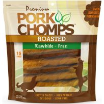 Premium Pork Chomps Roasted Pork Skin Twists Dog Chews, 15 Count, DT010V, 6 IN
