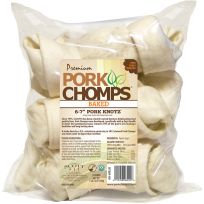 Premium Pork Chomps Baked Pork Skin Knots Dog Chews, 6 Count, DT201-6V, 6 IN