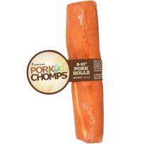 Premium Pork Chomps Roasted Pork Skin Rolls Dog Chew, 1 Count, DT209-1WV, 8 IN