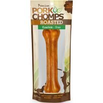 Premium Pork Chomps Roasted Pressed Pork Skin Dog Bone Dog Chew, 1 Count, DT631V, 7 IN