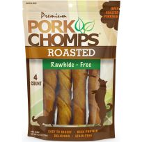 Premium Pork Chomps Roasted Twists Dog Chews, 4 Count, DT807V, 6 IN