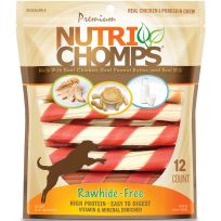 Nutri Chomps Assorted Chicken, Milk and Peanut Butter Wrapped Twists Dog Chews, 12 Count, NT072V, 6 IN