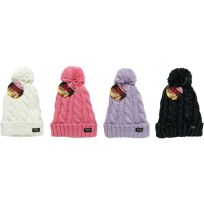 POLAR EXTREME Cable Knit Cuff Hat with Lurex & Pom, PE-H-HAT-064-G, Assorted, One Size Fits Most
