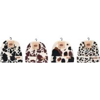 CLEAR CREEK Cow Print Cuff Knit Hat, CC-HATS-COW, Assorted, One Size Fits Most