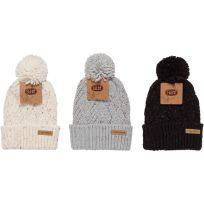 CLEAR CREEK Cuffed Flek Knit Hat with Pom, CC-HATS-208, Assorted, One Size Fits Most