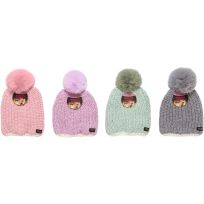 POLAR EXTREME Sherpa Lined Knit Chenille Hat with Pom, PE-H-HAT-041, Assorted, One Size Fits Most
