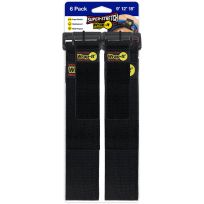 Wrap-It Storage Super-Stretch Storage Straps, Assorted, 6-Pack, 706-928B, Black