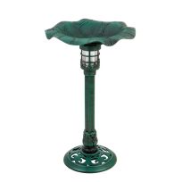 Evergreen Solar Plastic Bird Bath, Lily Pad in Green Patina, 2SP6258