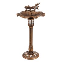 Evergreen Solar Plastic Bird Bath, Bird on Branch Gold Finish, 2SP6259