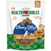 Nylabone® Natural Healthy Edibles Chewy Bites Soft Dog Treats, Peanut Butter, NECB300M06P, 6 OZ Bag