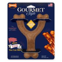 Nylabone® Gourmet Style Strong Chew Wishbone Dog Chew Toy, Bacon Flavored, NFBW104P
