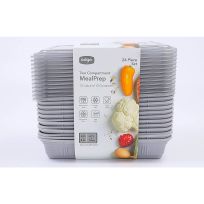 edge® Double Compartment Meal Prep Set, 24-Piece, 12 Lids / 12 Containers, E10348-CH, Charcoal, 32 OZ