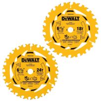 DEWALT Circular Saw Blades, 18T & 24T, 6-1/2 IN, 2-Pack, DWA2612CMB, Yellow, 6-1/2 IN