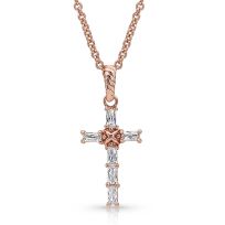Montana Silversmiths Entwined Rose Gold Brilliant Cross Necklace, NC3239RG