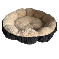 CRITTER CREED Puffy Round Pet Bed, CC-DB-766, Grey, 24 IN x 24 IN x 6 IN