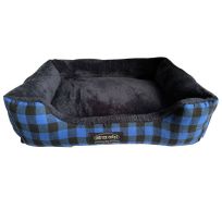 CRITTER CREED Pet Bed, CC-DB-771, Blue / Black Plaid, 24 IN x 19 IN x 7 IN