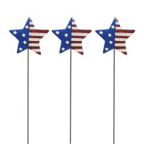 Alpine Patriotic Star Metal Garden Stake, QEL152, Multi