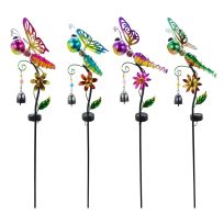 Alpine Solar Insect Garden Stakes with LED Lights & Bells, LJJ1238A, Multi