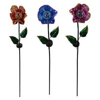 Alpine Solar Stake with 2 Flowers with LED, Assorted, RGG690A, Multi