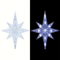 Alpine Star Christmas Tree Topper with 11 Cool White LED Lights, COR211WT-TM, White