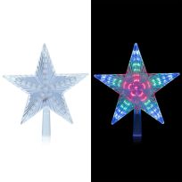Alpine Digital Flashing Star Tree Topper with 31 Multi-Colored LED Lights, COR173MC-TM, White