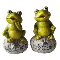 Alpine Green Ceramic Frogs Statue, Assorted, QWR1322ABB, Green