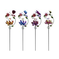 Alpine Metal Insects Topper with Floral Spinning Stake, LJJ1668A, Multi