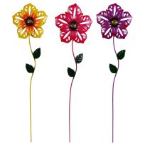 Alpine Metal Laser Cut Daisy Garden Stake, Assorted, QEL944A, Multi