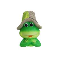 Alpine Frog Wearing Beach Hat with Leaf, QWR1476BB, Green