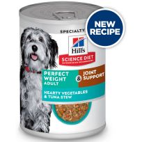Hill's Science Diet Adult Perfect Weight & Joint Support Hearty, Vegetables and Tuna Stew Wet Dog Food, 608497, 12.5 OZ Can